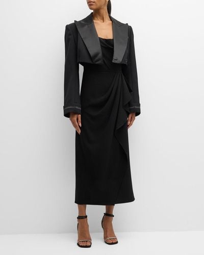 Jonathan Simkhai Keelan Strapless Draped A-Line Midi Dress - Black