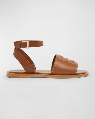 Givenchy 4G Leather Ankle-Strap Sandals - Brown