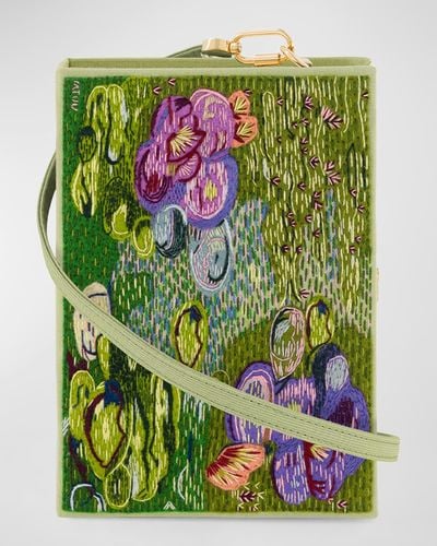 Olympia Le-Tan Monet Waterlilies Book Clutch Bag - Green