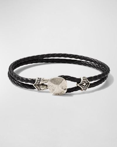 John Varvatos Braided Leather Bracelet - Black