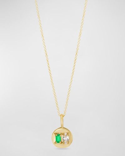 STONE AND STRAND And Diamond Luxe Mini Medallion Necklace - White