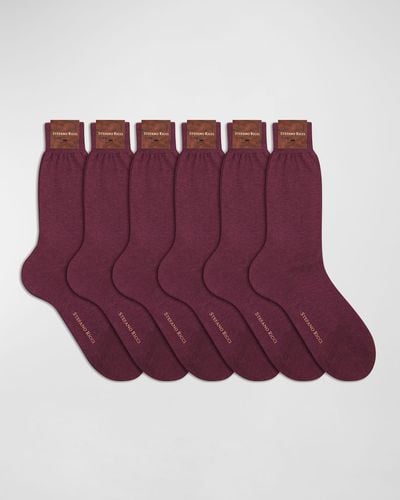 Stefano Ricci 6-pack Solid Cotton Socks - Red