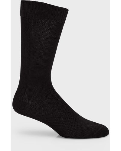 Neiman Marcus Casual Knit Crew Socks - Black