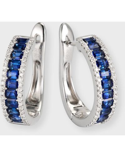 David Kord 18k White Gold Earrings With Blue Sapphires And Diamonds