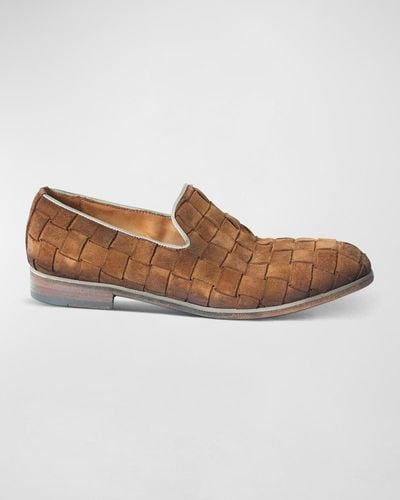 Jo Ghost Suede Loafers With Python Trim - Brown