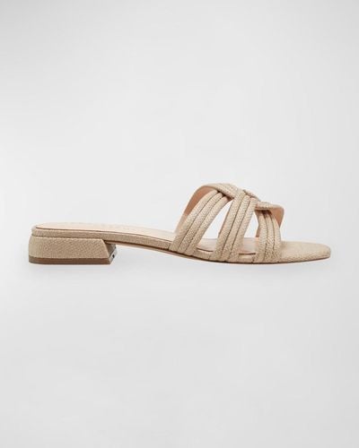 Marc Fisher Woven Flat Slide Sandals - White