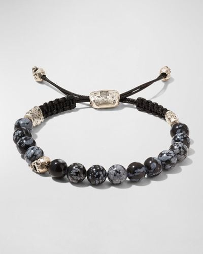 John Varvatos Brass Skull Beads and 4mm Color Beads Bracelet, Blue/Gre –  Upscaleman