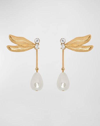 Oscar de la Renta Double Wing Dragonfly Earrings - Natural
