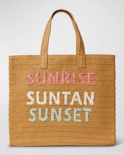 BTB Los Angeles Sunrise Suntan Sunset Straw Tote Bag - Brown