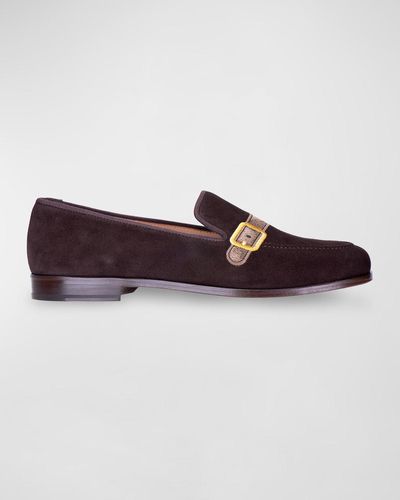 Stubbs And Wootton Strapped Embroidered Strap Venetian Slippers - Brown