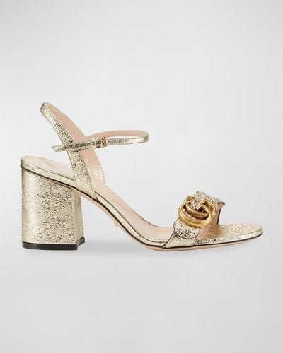 Gucci Marmont GG Ankle-strap Sandals - Metallic