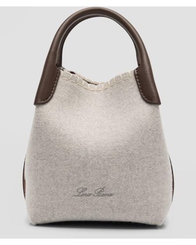 Loro Piana Bale Micro Cashmere Top-Handle Bag - Gray
