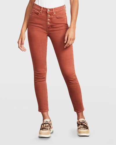 Veronica Beard Maera High-Rise Skinny Jeans - Red