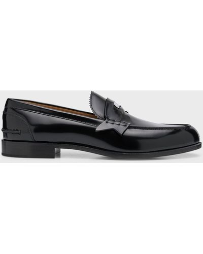 Christian Louboutin Patent Leather Penny Loafers - Black