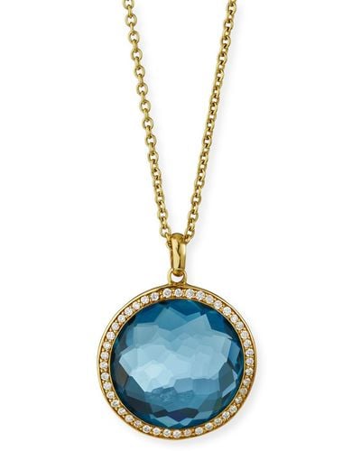 Ippolita Medium Pendant Necklace In 18k Gold With Diamonds - Blue