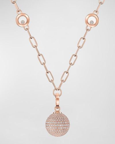 Chopard Happy Diamonds Planet 18k Rose Gold Diamond Necklace - White