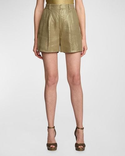 Ralph Lauren Collection Beverleigh Foiled Linen Shorts - Green