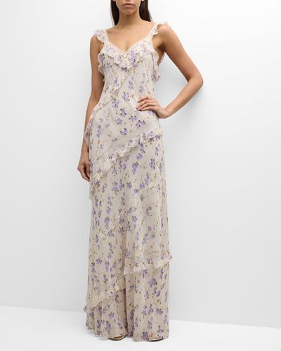 LoveShackFancy Radiance Tiered Ruffle Floral Lace Maxi Dress - Multicolor