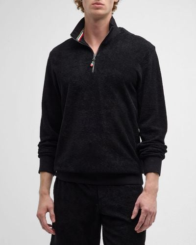 Orlebar Brown Isar Quarter-zip Toweling Sweatshirt - Black