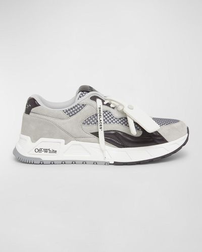 Off-White c/o Virgil Abloh Kick Off Mesh And Leather Runner Sneakers - Metallic