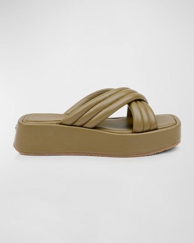 Dee Ocleppo Sicily Crisscross Leather Flatform Sandals - Multicolor