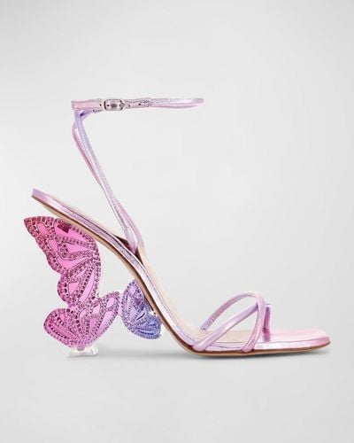 Sophia Webster Paloma Butterfly Metallic Leather Sandals - Pink