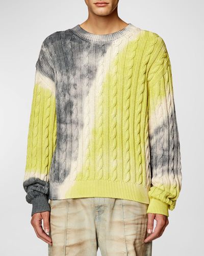 DIESEL K-Janci Cable-Knit Tie-Dye Sweater - Yellow