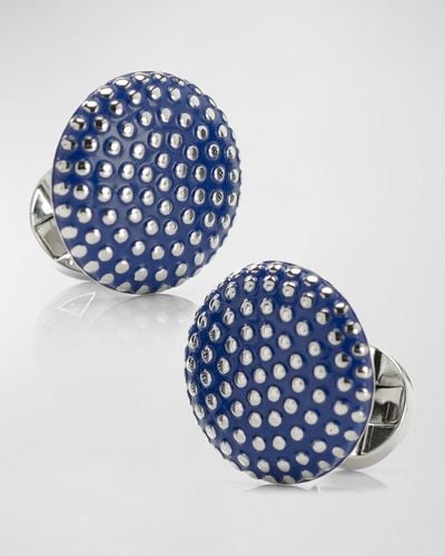 Cufflinks Inc. Circle Dot Texture Enamel Cufflinks - Blue