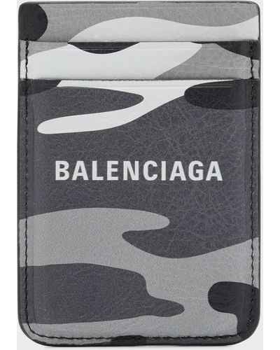Balenciaga Cash Magnet Card Holder Camo Print - Gray
