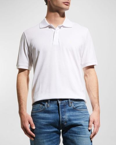 Jared Lang Lightning Bolt Pima Cotton Knit Piqué Polo Shirt - White