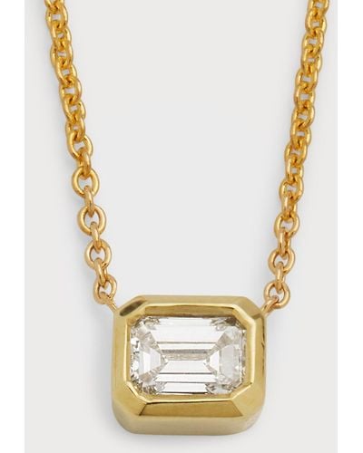Roberto Coin 18k Emerald-cut Diamond Solitaire Necklace - Metallic