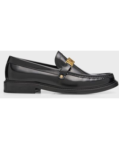 Moschino College Leather Penny Loafers - Black