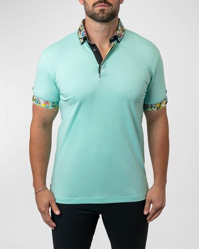 Maceoo Mozart Contrast-Trim Polo Shirt - Green