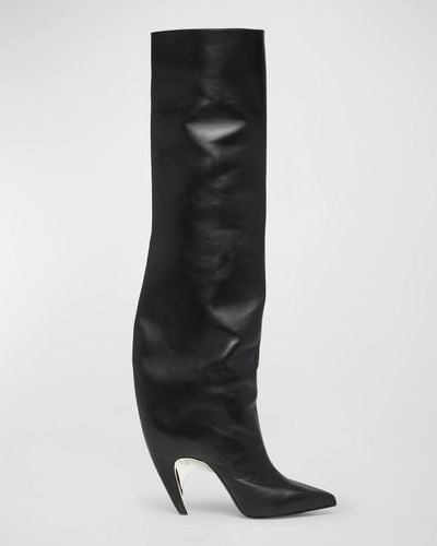 Alexander McQueen Armadillo Leather Over-The-Knee Boots - Black