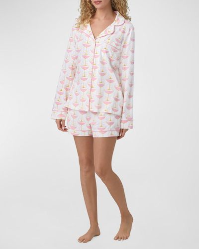 Bedhead Printed Organic Cotton Jersey Shorty Pajama Set - White