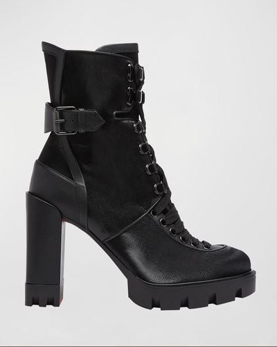 Christian Louboutin Macademia Sole Mid-Calf Lace-Up Boots - Black