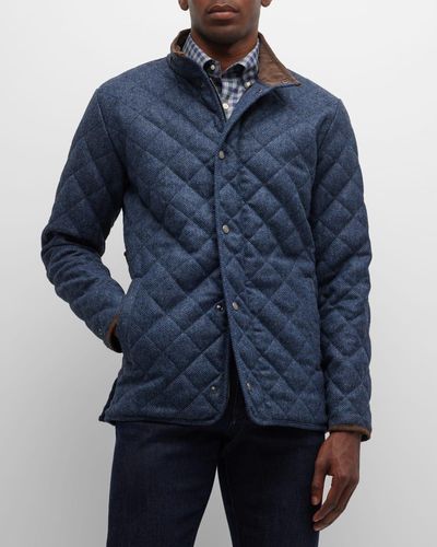 Peter Millar Suffolk Quilted Travel Coat - Blue