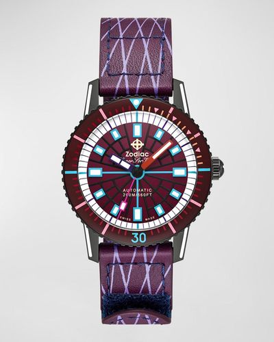 Zodiac X Worn & Wound Super Sea Wolf Compression Diver Automatic Watch - Purple