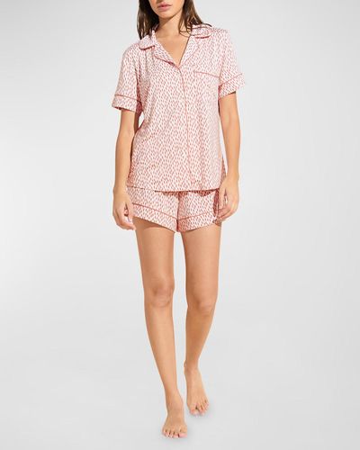 Eberjey Gisele Printed Relaxed Short Pajama Set - Pink