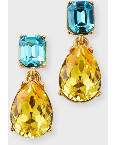 Oscar de la Renta Crystal Drop Earrings - Yellow