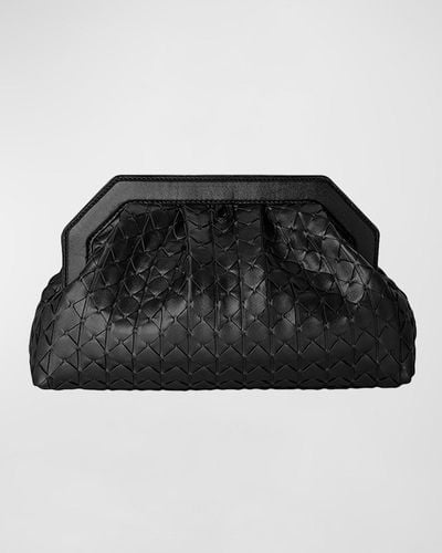 Serapian Secret Mosaic Leather Clutch Bag - Black