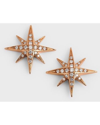 Lisa Nik 18k Rose Gold Star Diamond Stud Earrings - Metallic
