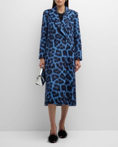 Libertine London Leopardo Wool-Blend Peacoat - Blue