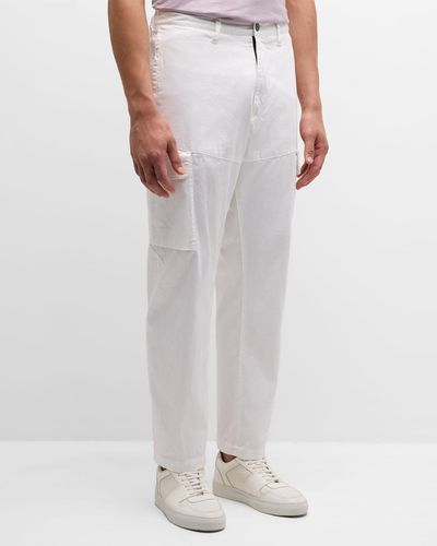 Stone Island Stretch Cotton Cargo Pants - White