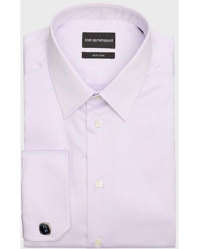Emporio Armani Cotton-Stretch French Cuff Dress Shirt - Pink