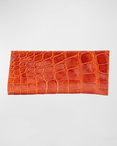 Abas Glazed Alligator Leather Eyewear Case - Orange