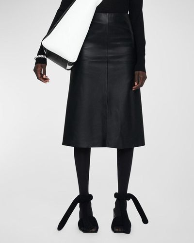 JOSEPH Sidena A-Line Nappa Leather Skirt - Black