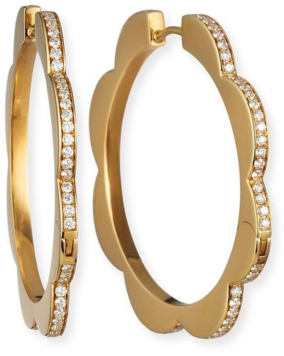 CADAR 18k Yellow Gold Large Diamond Triplet Hoop Earrings - Metallic