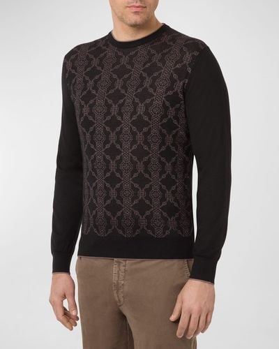 Stefano Ricci Patterned Cashmere-Silk Sweater - Black