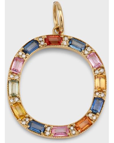 Kastel Jewelry Inital O Pendant With Multicolor Sapphires And Diamonds - Metallic